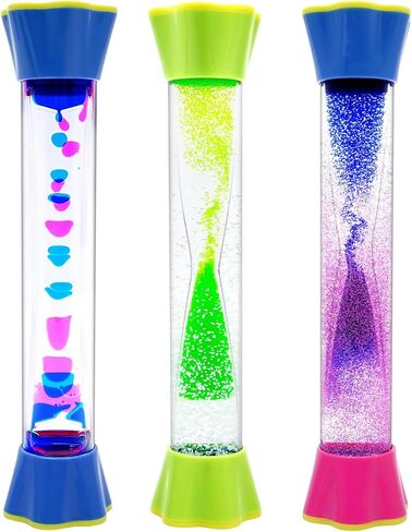 YUE MOTION Liquid Motion Bubbler Visual Sensory Toys, Liquid Timer– New Big Calming Sensory Bubbler Toy- Colorful Liquid Hourhlass for Stocking Stuffers, Novelty Gifts (Sensory Tubes - 3 Pack) in Saudi Arabia