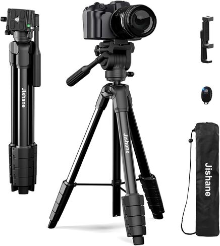 Carbon Fiber Camera Tripod, 62" Professional Video Tripod with 360° Ball Head, Phone Holder & 1/4" Arca QR Plate, Compact Travel Monopod for DSLR/Smartphone, Max Load 17.6 lbs/8kg in Kuwait