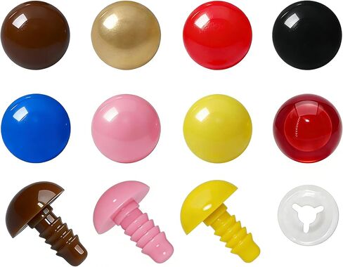 BESTCYC 1Box(112pcs) 10mm Plastic Safety Eyes, 8Colors Threaded Locked Design Craft Eyes with Washers for DIY Making and Repair Making of Amigurumi Stuffed Animal,Doll,Toy, Crochet, Supplies in Kuwait