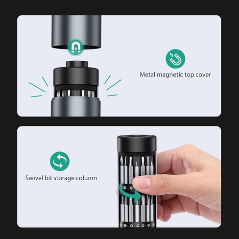 ORIA Mini Electric Screwdriver, 28 in 1 Cordless Electric Screwdriver Kit, Upgraded Rechargeable Electric Screwdriver with 24 Precision Bits, Power Screwdriver with LED Lights in Saudi Arabia