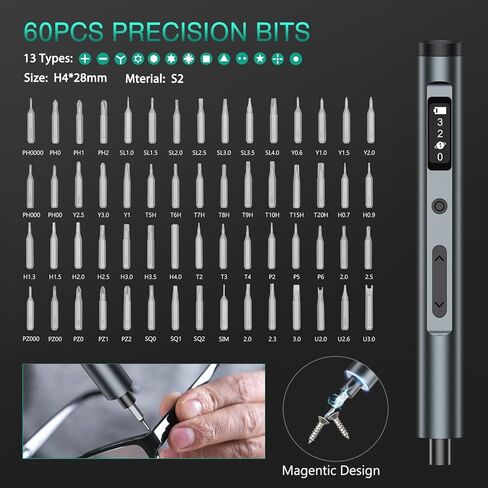 ORIA Mini Electric Screwdriver, 28 in 1 Cordless Electric Screwdriver Kit, Upgraded Rechargeable Electric Screwdriver with 24 Precision Bits, Power Screwdriver with LED Lights in Saudi Arabia