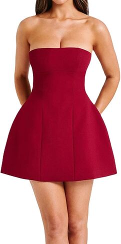 Women Sexy Tube Mini Dress Elegant Backless Slim Fit A Line Dress Summer Off Shoulder Short Dress for Party Clubwear in Saudi Arabia