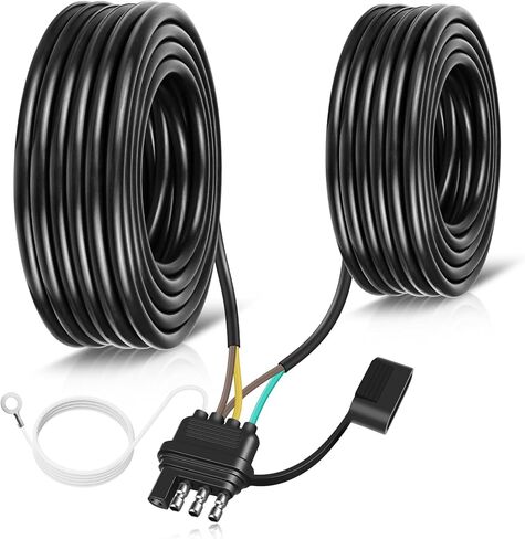 26 قدمًا 4 دبوس 5 دبوس مقطورة الأسلاك تسخير الأسلاك ، 16AWG TRAILER TRAILER LIGHT TIRINE مع PVC مغلفة ، مقاومة للماء 4 Way Flat 5 سلك مقطورة موصل الموصل لمقطورة القوارب RV المصابيح الخلفية على حد سواء in Saudi Arabia