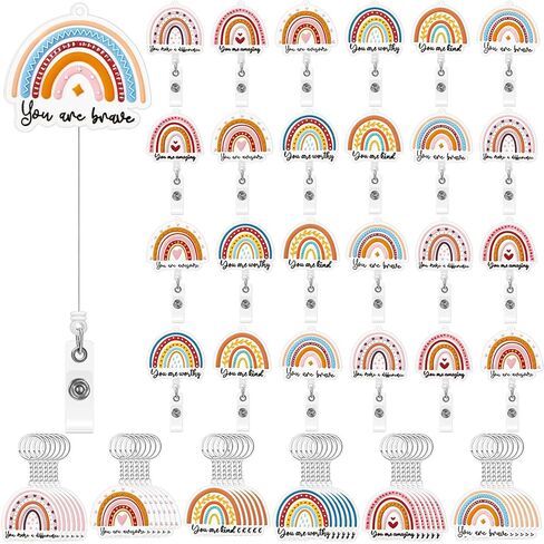 Henoyso 60 Pcs Nurse Badge Reel Keychain Retractable Nursing Badge Holders ID Reel Rn Gifts Accessories for Women Doctor Student Medical Health Hospital Worker Appreciation Gift(Vibrant) in Saudi Arabia