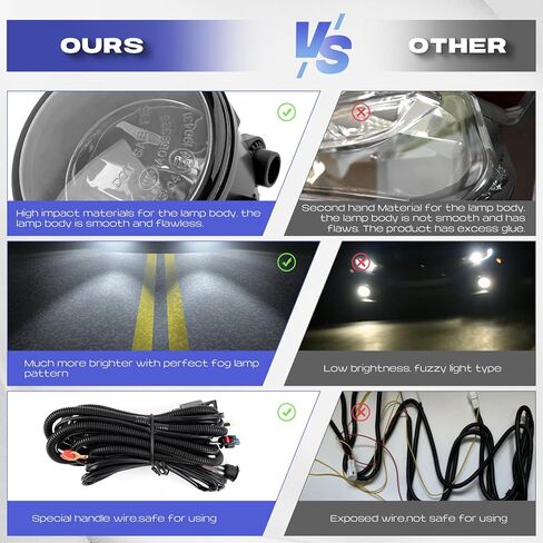 RP Remarkable Power, Fog Light for Infiniti EX FX QX G M/Cube Juke Murano Quest Rogue Versa Driving Bumper Fog Lamp Pair Clear Lens H11 12V 55W Light Kit FL7059 in Kuwait