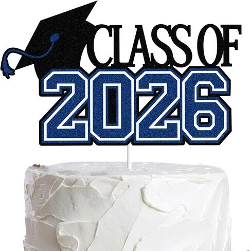 LINGBOOM Class of 2025 Graduation Cake Topper Blue Glitter Grad 2025 Happy Graduation We are So Proud of You Cake Decorations Congrats Grad Party Supplies in Saudi Arabia