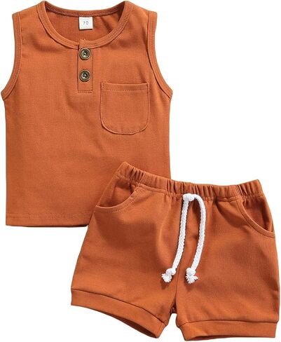 Giraropa Toddler Baby Boy Summer Clortsless Lettion Letter Tops Striped Shorts Sets 2PCS Baby Boy Outfits in Kuwait
