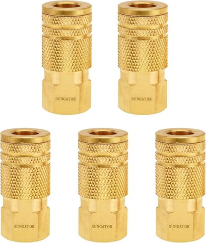 SUNGATOR 2 Pack 3/8'' Female NPT to 1/4'' Flow Hole Industrial Air Couplers, Brass 3/8'' FNPT Thread Air Hose Fittings, M-Style Pneumatic Air Couplers, 3/8 Inch Quick Connect Air Fittings in Saudi Arabia