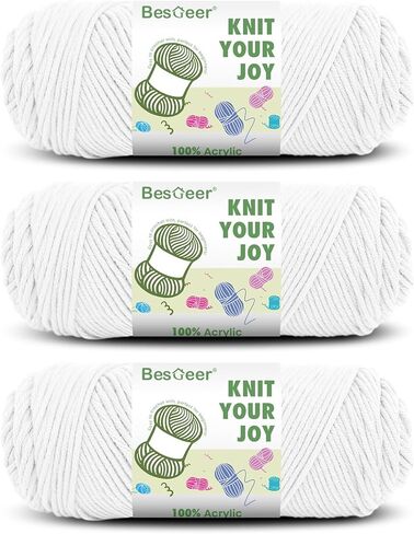 Besgeer Yarn for Crocheting, Knitting, Tufting, Craft, 3 Pack of 100g/3.5oz Crochet Yarn, 4 Medium (Worsted), 327 Yards - Acrylic (Black) in Saudi Arabia