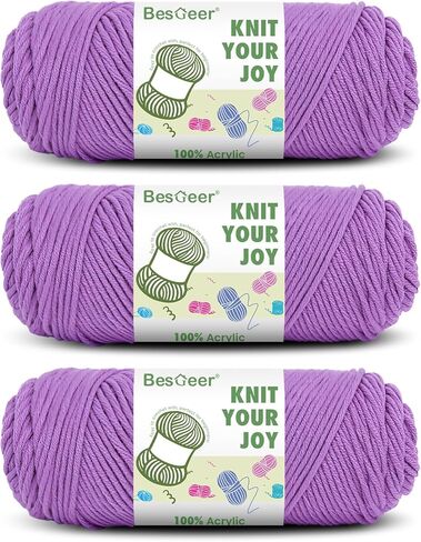 Besgeer Yarn for Crocheting, Knitting, Tufting, Craft, 3 Pack of 100g/3.5oz Crochet Yarn, 4 Medium (Worsted), 327 Yards - Acrylic (Black) in Saudi Arabia