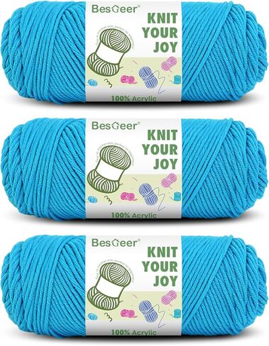 Besgeer Yarn for Crocheting, Knitting, Tufting, Craft, 3 Pack of 100g/3.5oz Crochet Yarn, 4 Medium (Worsted), 327 Yards - Acrylic (Black) in Saudi Arabia