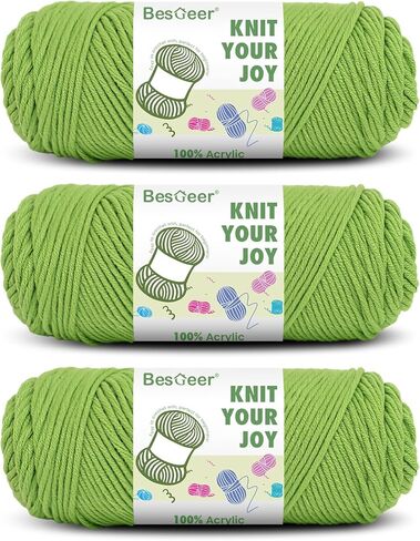 Besgeer Yarn for Crocheting, Knitting, Tufting, Craft, 3 Pack of 100g/3.5oz Crochet Yarn, 4 Medium (Worsted), 327 Yards - Acrylic (Black) in Saudi Arabia
