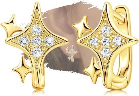 Silver Star Hoop Earrings for Teen Girls Women - Sterling Silver Star Shaped Earrings Hypoallergenic Cubic Zirconia Lightweight Small Star Loop Earrings Gifts for Daughter Granddaughter for Christmas in Saudi Arabia