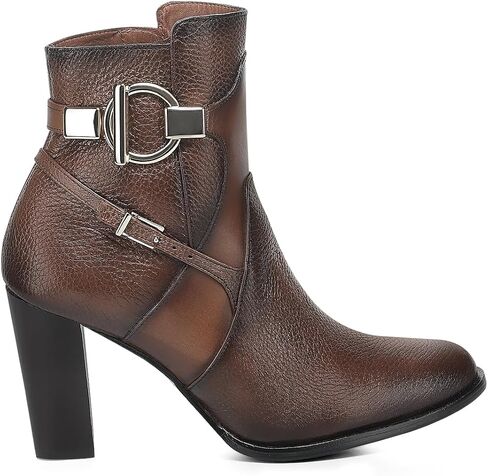 FRANCO CUADRA Women's Bootie in Genuine Deer Leather Brown 3G5VNTV, Size: 9.5 in Kuwait