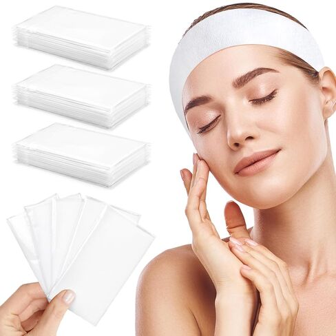 100PCS Disposable Headbands for Spa Headband for Washing Face Stretchy Elastic Headbands for Women, Non-woven Fabric Facial Headband, Esthetician Supplies & Essentials,Facial Supplies for Estheticians in Saudi Arabia