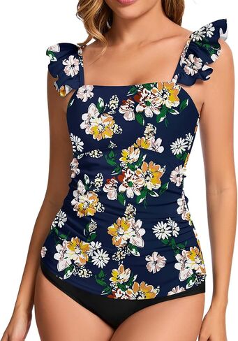 WOWENY Womens Tankini Tops Only Modest Ruched Bathing Suit Top UPF 50+ Swimsuit Top No Bottom in Saudi Arabia