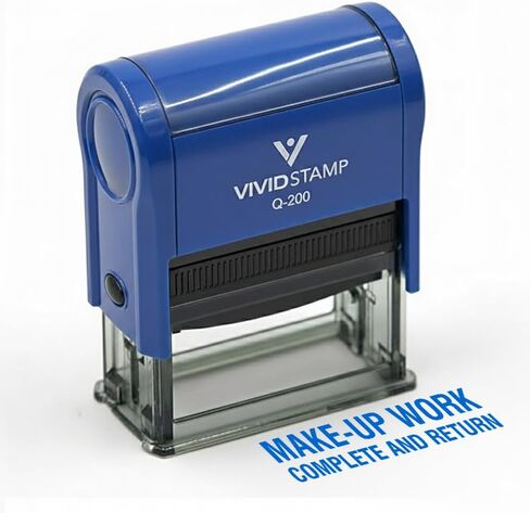 Make-Up Work Complete and Return Teacher Self Inking Rubber Stamp (Blue Ink) - Medium in Saudi Arabia