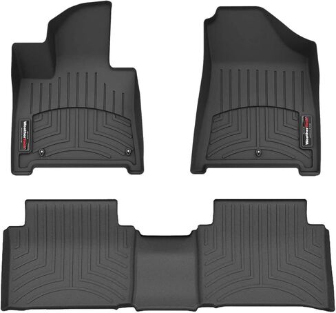 WeatherTech Custom Fit FloorLiners for Hyundai Santa Fe Hybrid - 1st & 2nd Row (441865-1-5), Black in Saudi Arabia