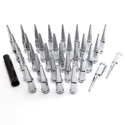 M14 x 2mm Wheel Locks Set, Fit for F-150 Heritage, F-350, Excursion, Mark LT, Wheel Locks, 4 Locking Lug Nuts 2 Pcs Key with 24Pcs Spike Lug Nuts+1 Key, Chrome in Saudi Arabia