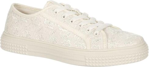 لاييلايت لاسي - أحذية رياضية أزياء من الدانتيل الأبيض غير الرسمي للسيدات in Kuwait