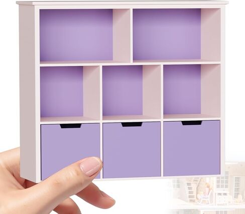 Dollhouse Accessories and Furniture – Realistic 3-Tier Open Shelf 1:12 Scale Doll House Bookshelf, Miniature Bookshelf Makes a Great Gift for Children and Collectors Alike in Kuwait