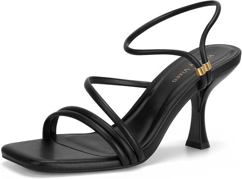 Women's Strappy Kitten Heels Square Open Toe Sandals Party Wedding Ankle Strap Shoes in Kuwait