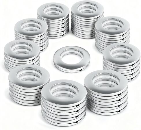 Wichemi 50pcs Curtain Gromsets 1-9/16 "(40mm) قطرها الداخلية حلقات الستار البلاستيكي نانوسج ضوضاء منخفضة الضوضاء حلقات الفضة in Kuwait