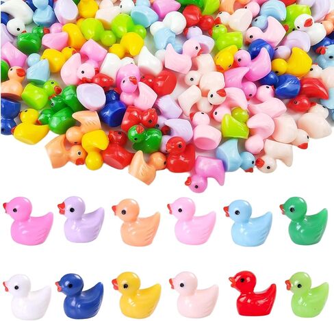 300PCS Mini Resin Ducks, Glitter Ducks & Luminous Tiny Ducks & Colorful Resin Ducks, Miniature Tiny Plastic Animal Figures for Micro Landscape Fish Tank Garden Dollhouse DIY Decor in Saudi Arabia