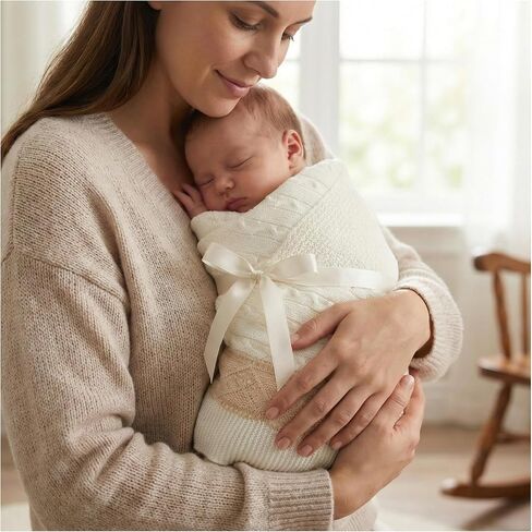 بطانية صغيرة متماسكة الأسبانية للبنين والبنات مع تقليم الدانتيل المعقد. تذكار الخالدة. 39 '× 41' (البيج) in Kuwait