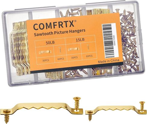 60 Pack Sawtooth Picture Hangers – Small & Heavy-Duty,2 Sizes for Photo Frames,Art,Paintings,and Canvas Hooks in Saudi Arabia