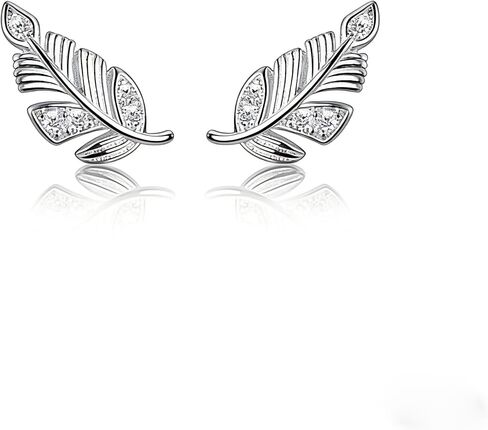 925 Sterling Silver Leaf Stud أقراط للنساء المراهقات CZ CZ stud أقراط Hypoallergenic in Kuwait