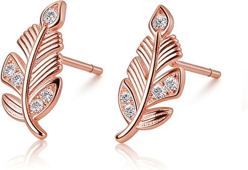 925 Sterling Silver Small Leaf Stud Earrings for Women Teens CZ Leaf Stud Earrings Hypoallergenic in Saudi Arabia