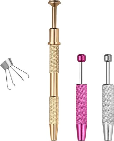 VOJO Piercing Ball Grabber Tool Kit 16G,18G Stainless Steel Flat Back Earrings Applicator with Threaded & Threadless Insertion Pins for Ear Nose Lip Body Jewelry Changes in Kuwait