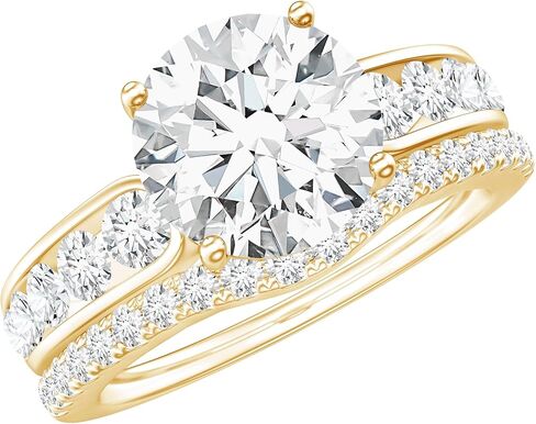 حلقة Moissanite Solitaire للنساء | خاتم خطوبة مويسانيت معتمد مع فرقة الزفاف ، جودة D-VS1 in Kuwait