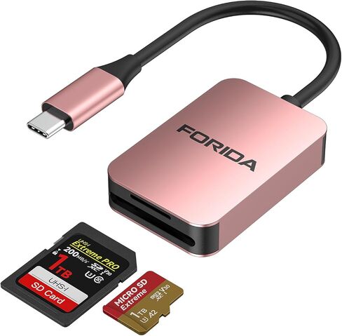 Forida USB C SD Card Reader ، USB 3.0 High Speed ​​Dual Card Adapter لـ iPhone 15 16/iPad/MacBook/Mac ، يدعم قارئ بطاقة الذاكرة بطاقة SD و TF Card 2 في وقت واحد ، محول بطاقة SD المحمولة المحمولة in Kuwait