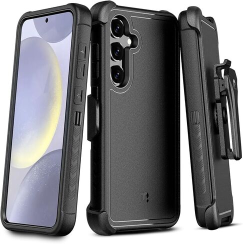 M MYBAT PRO Maverick Series for Samsung Galaxy S25 Ultra Case with Belt Clip Holster, 6.9 inch, Heavy Duty Military Grade Drop Protective Case w 360° Rotating Stand (No Screen Protector) Black in Kuwait