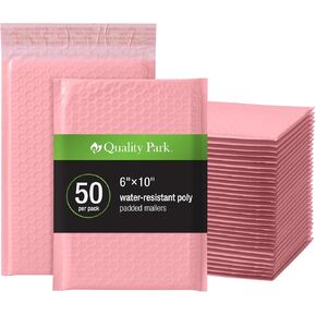 رسائل بريد فقاعية من كواليتي بارك، مقاس 15.24 سم × 22.86 سم، رسائل بريدية من البوليستر الفيروزي، أظرف مبطنة، أكياس شحن، مقاومة للماء، ختم ذاتي، 50 لكل صندوق (QUA85913) in Kuwait
