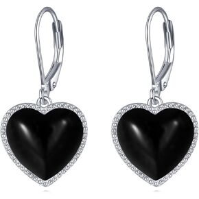 Abalone Shell Heart Leverback Dangle Earrings Sterling Silver Fashion Jewelry Gifts for Women in Kuwait