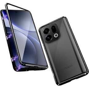 QUIETIP Case Compatible with Oppo Find X8 Pro,Magnetic Body Metal Frame Double Sided Clear Tempered Glass with Camera Protection Cover,Black in Kuwait