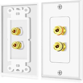 TNP Home Theater Wall Plate - Banana Plug Wall Plate, 4 Speaker Wire Wall Plate with Gold-Plated Terminals, Single Gang Audio Wall Plate, in-Wall Surround Sound Connection Plates, White in Kuwait