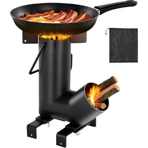 VEVOR 118" Camping Wood Stove, Portable Alloy Steel Tent Stove with 3000in³ Firebox, Outdoor Heating & Cooking Stove with Chimney Pipes & Gloves, Includes 8 Pipes for Efficient Heating in Kuwait