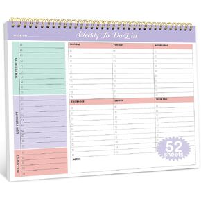 Weekly To Do List Notepad–Weekly Desk Planner with 52 Undated Sheets (8.5"×11") for Work and Home Use, Perfect for Women & Man - Sunset Checkered in Kuwait
