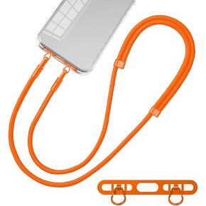 Cell Phone Lanyard, Upgraded Double Buckle Hole Ring Cell Phone Lanyard Patch and Adjustable Neck Strap Compatible with iPhone 12-16, No-Residue Adhesive-Free Design Black in Kuwait