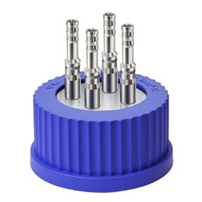 304 CAP GL45 Safety Feeding Cap W/1-Port ، غطاء ملء الطور المتنقل السائل ، أغطية زجاجة كاشف تخزين المذيبات للمختبر ، قطر 6-8 مم ، الحجم المتوسط (الغطاء فقط) in Kuwait