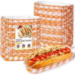 300 Pcs Paper Hot Dog Trays, Small Disposable Hot Dog Boats Fluted to Go Food Holders for Concession Stand, Party, Food Truck (Red) in Kuwait