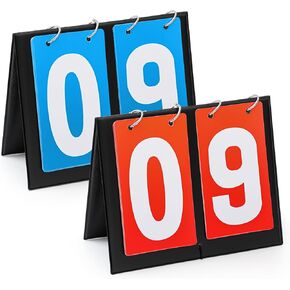 Hiboom 6 Pcs Scoreboard Flipper 2 Digit Scoreboard Score Keeper Portable Tabletop Flip Score Board for Volleyball Basketball Tennis Baseball Sports Games, Red and Blue in Kuwait