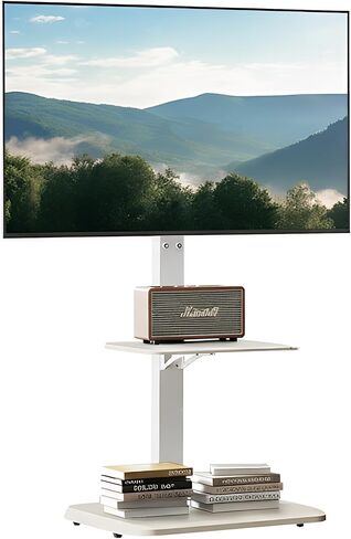 Perlegear Floor TV Stand with Mount for 32-86" TVs up to 132 lbs, Tall TV Stand with Pegboard and 6 Height Settings, TV Swivel Stand with Wooden Base, Max VESA 600x400mm PGFS13 in Saudi Arabia
