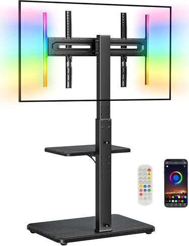 Perlegear Floor TV Stand with Mount for 32-86" TVs up to 132 lbs, Tall TV Stand with Pegboard and 6 Height Settings, TV Swivel Stand with Wooden Base, Max VESA 600x400mm PGFS13 in Saudi Arabia