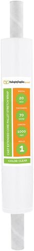Pallet Wrap Stretch Film, Extended Core Handle, Clear, 20 Inch x 1000 Feet, 80 Gauge, 1 Pack Clear Plastic Cling with Extended Core Handles for Pallets Moving & Storing in Kuwait