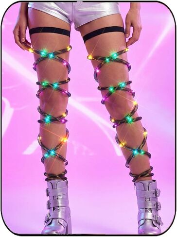 Rave Leg Wraps Elastic Light Up Straps Plus Size Neon Garter EDC Outfit Concert Coachella Accessories for Women in Kuwait
